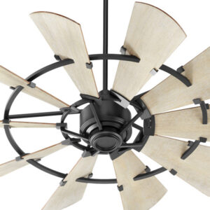 Windmill Collection 52” 10-Blade Ceiling Fan in Noir with Weathered Oak Blades Quorum 95210-69