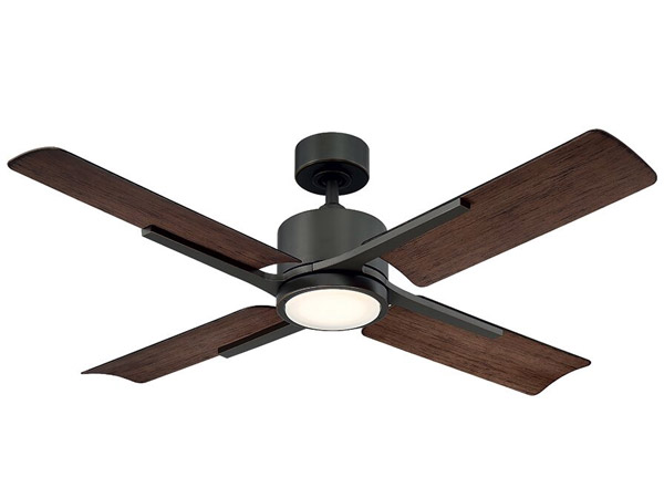 Cervantes Collection 56” 4-Blade Ceiling Fan in Oil Rubbed Bronze with Dart Walnut Blades and Integrated LED Light Modern Forms FR-W1806-56L35OBDW