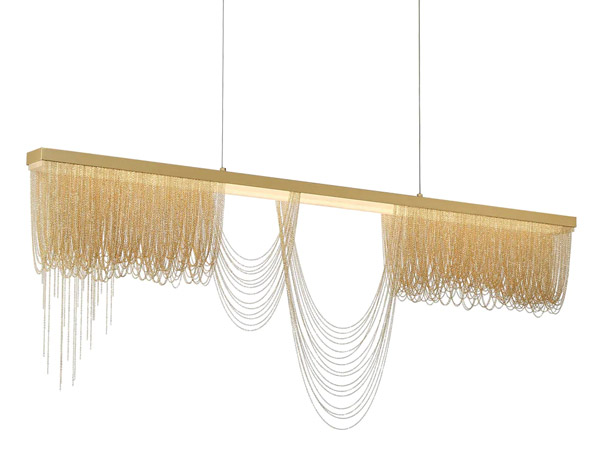 Tenda Collection LED Chandelier in Gold with Finespun Metal Chain “Shade” Eurofase 39284-013