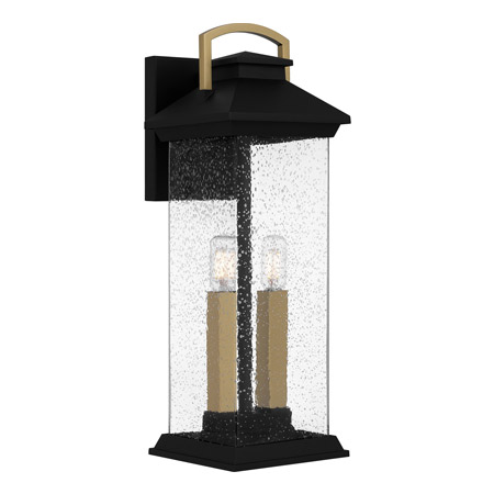 Henderson Collection 2-Light Outdoor Wall Mount Lantern in Earth Black with Clear Seedy Glass Shade Quoizel HND8406EK